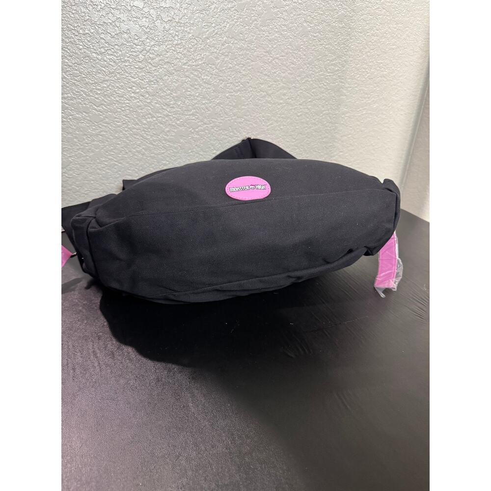 Monster High Draculaura Charm Lace Up Messenger Bag NWT Black Pink - Picture 7 of 9